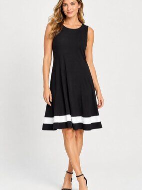 New York & Company Black Dress with White Hem - Size XL - 100% Cotton